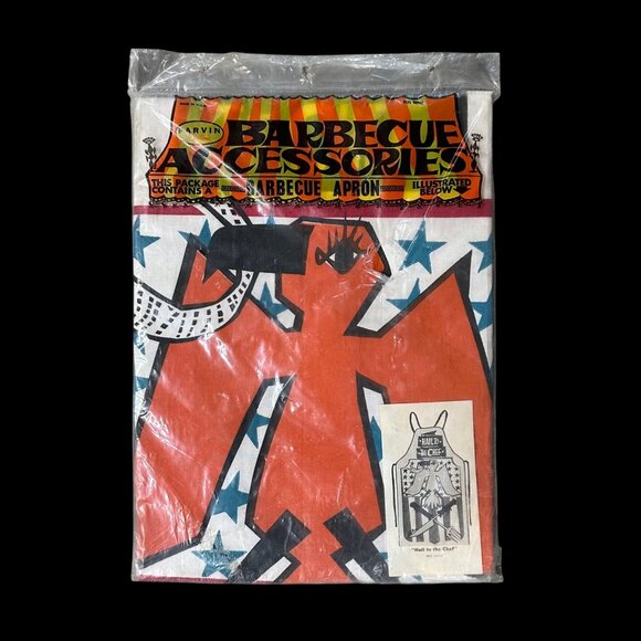 Vintage Apron Hail To The Chef Barbecue Original Packaging USA Parvin Kitschy - Picture 2 of 11